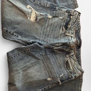 Men's Distressed Blue Denim Jeans - [Brand]